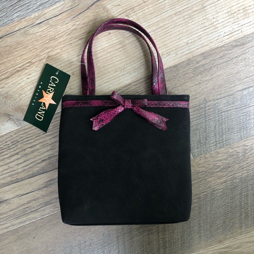 NWT vegan suede snake print fuchsia mini bag